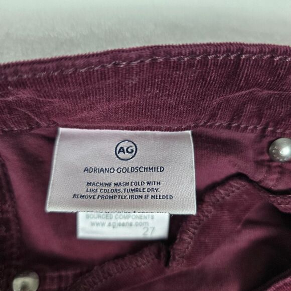 AG Adriano Goldschmied Women’s Burgundy Corduroy Super Skinny Jeans Sizez 27 - Picture 5 of 14